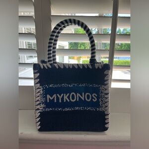 Mykonos Navy and White Tote Bag